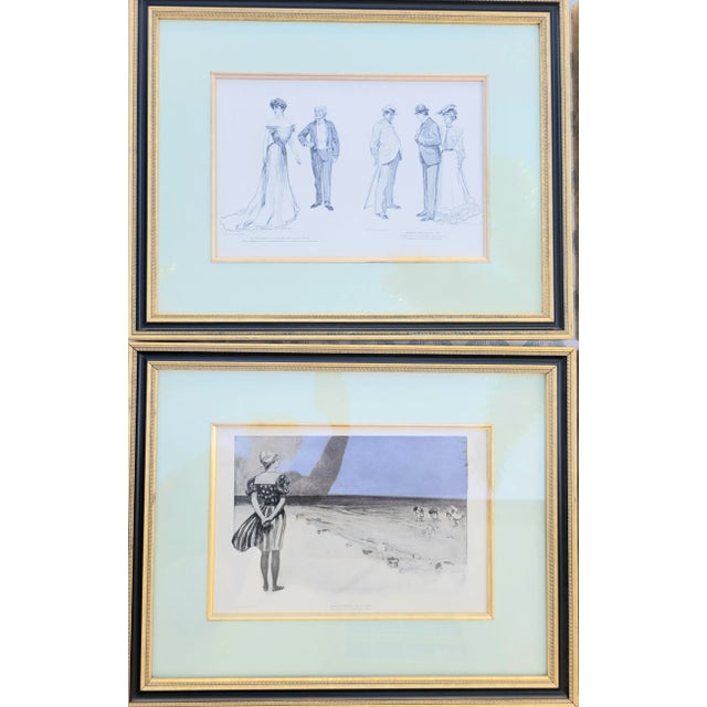 Printmaking Materials Vintage Charles Dana Gibson "Gibson Girls" Framed Lithograph Wall Art From the Breakers Hotel Palm Beach Set 8 For Sale - Image 7 of 12