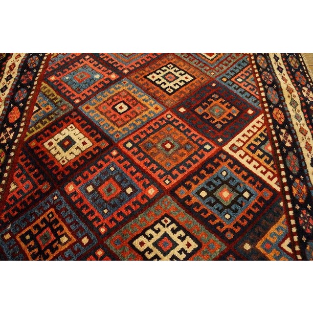 Textile Antique Kurdish Geometric Multicolor 1890s Square Rug For Sale - Image 7 of 12
