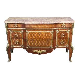 French Louis XV Style Inlaid and Bronze Commode After Roger Vandercruse Lacroix For Sale