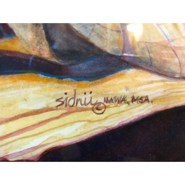 1990s "Chiquita By the Bay" Watercolor Post Impressionist Painting For Sale - Image 5 of 10