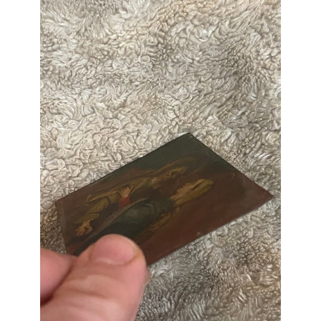 Late 18th Century Antique Retablo Old Master Oil Painting on Metal "Vision of the Virgin" For Sale - Image 10 of 10