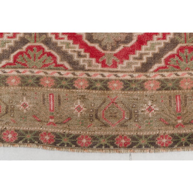Vintage Turkish Area Rug, 9'9" X 5'4" Hand-Knotted Floral Oushak Carpet, Soft Pink and Taupe Decorative Wool and Cotton Blend Rug For Sale - Image 6 of 9