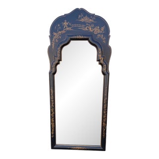 Vintage Drexel Black Chinoiserie Mirror For Sale