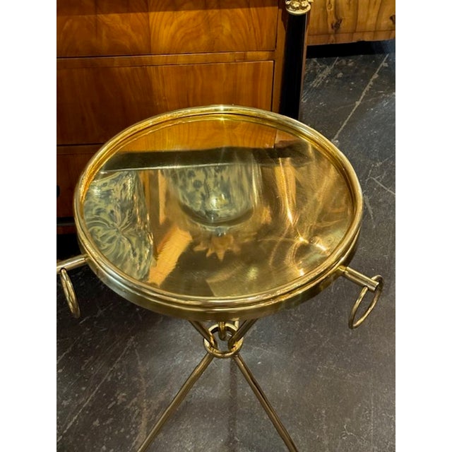 Late 20th Century Pair of Modern Brass Drink Tables After Jean Michael Frank For Sale - Image 5 of 7