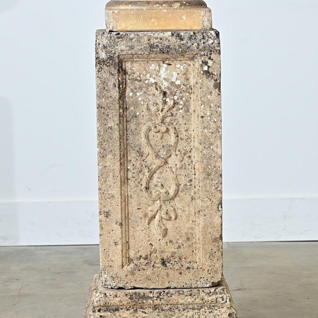 English 19th Century Carved Stone Pillar with Urn on Top For Sale - Image 4 of 12