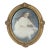 Hand-Colored or Tinted Photograph Portrait of Young Girl in Antique Oval Gesso Frame Under Convex Bubble Glass For Sale