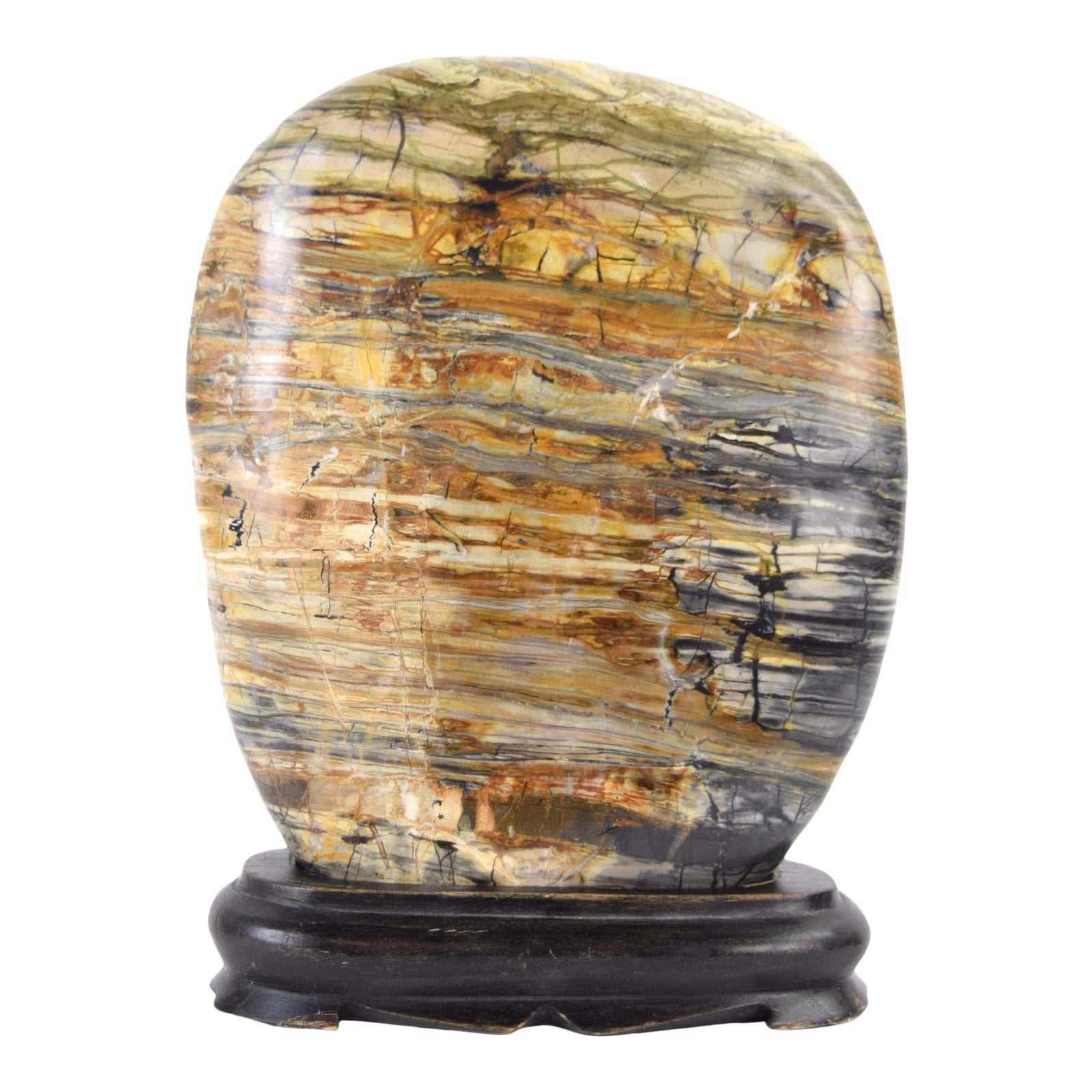 Chinese Gongshi Striated Scholars Rock or Philosophers Stone on Base