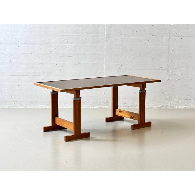 Brown Vintage Height-Adjustable Worktable, 1970s For Sale - Image 8 of 16