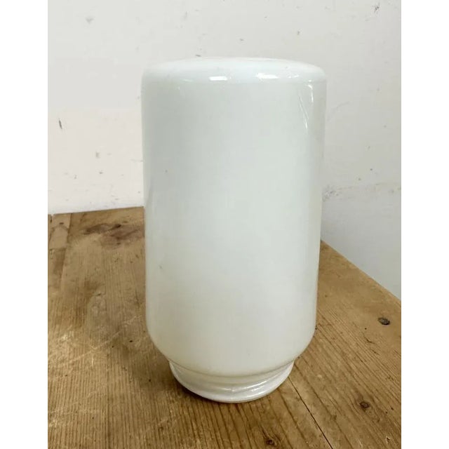 Glass Vintage White Porcelain Wall Light with Milk Glass, 1970s For Sale - Image 7 of 12
