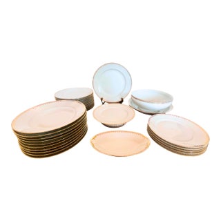1920s Circa 1925 Antique French Limoges Porcelain Dinner Set for 10- 32 Pieces For Sale