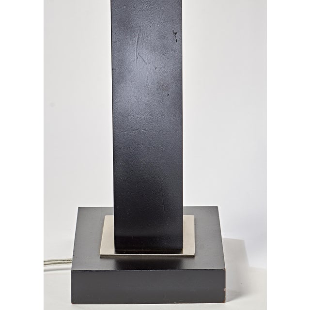 1980s Pair of Black and Chrome Table Lamps With Cream Rectangular Shades For Sale - Image 11 of 12