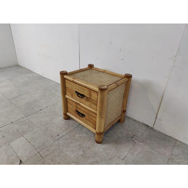 Boho Chic Bamboo Bedside Cabinet, 1970s For Sale - Image 3 of 18