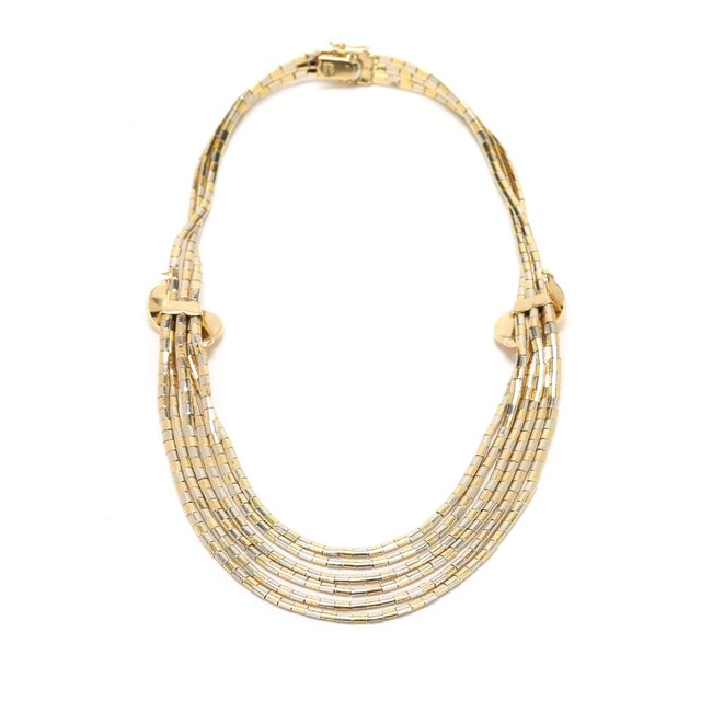 Mid-Century Modern 18k Yellow White Gold Serpenti Tubogas Collar Necklace, Manner of Bulgari For Sale - Image 3 of 5