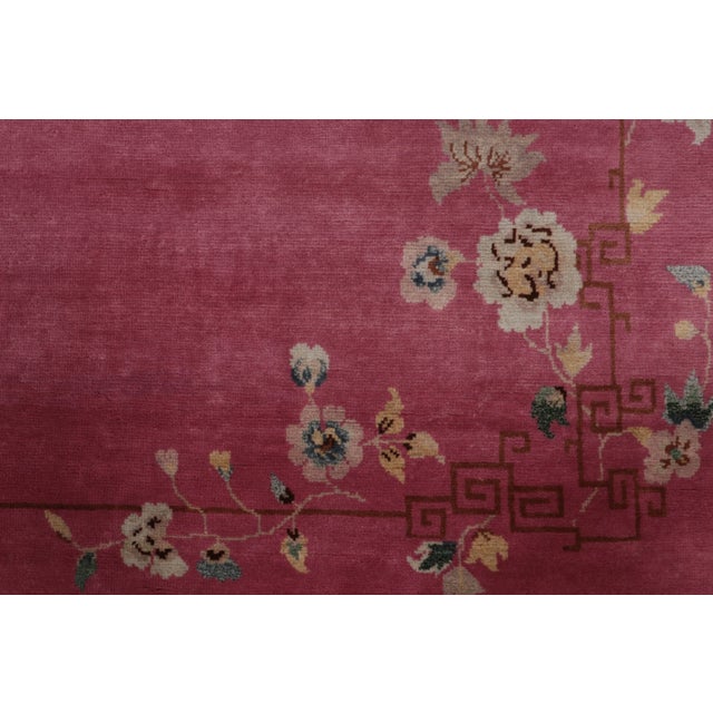 Late 20th Century Contemporary Chinese Art Deco Style Square Floral Pink & Cream Wool Rug by Rug & Kilim For Sale - Image 5 of 9