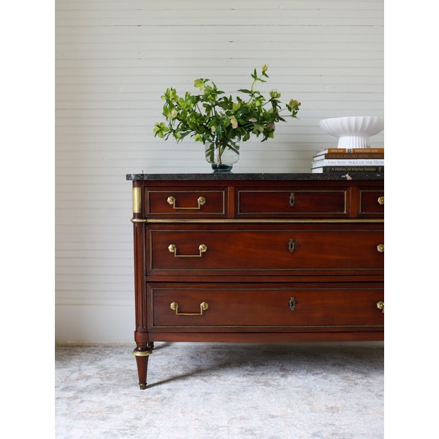 Early 19th Century 19th Century French Louis XVI Commode With Black Marble Top For Sale - Image 5 of 14