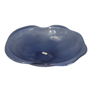 Late 20th Century Italian Art Glass Cadet Blue Frosted "Cive" Platter Original Label