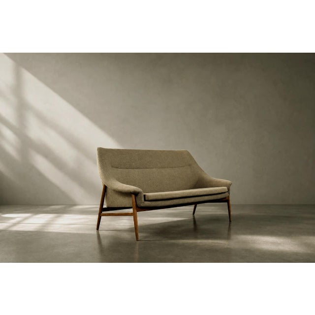 Ikea Mid-Century Modern Scandinavian Two-Seater Grace Sofa in Brown Fabric from Ikea, 1961 For Sale - Image 4 of 18