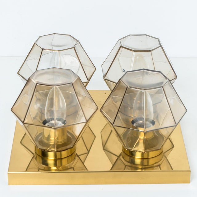 Square Glass Flush Mounts attributed to Glashütte Limburg, Germany, 1960s For Sale - Image 9 of 16
