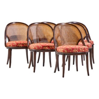 Widdicomb Mid Century Camel Back Cane and Mahogany Dining Chairs - Set of 6 For Sale