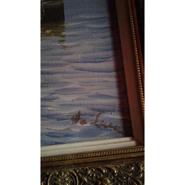 Paint Early 20th Century Italian Impressionist Marine Seascape Oil Painting Signed Luigi De Luca For Sale - Image 7 of 9