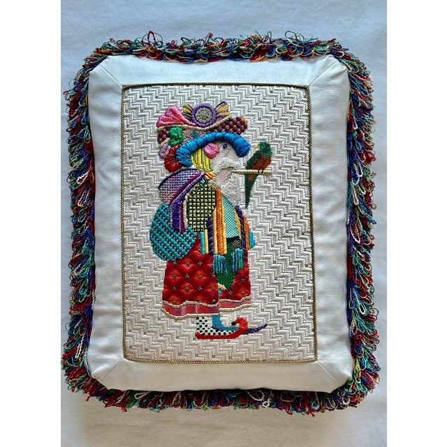 1999 Whimsical Handmade Folk Art Pillow For Sale - Image 15 of 15