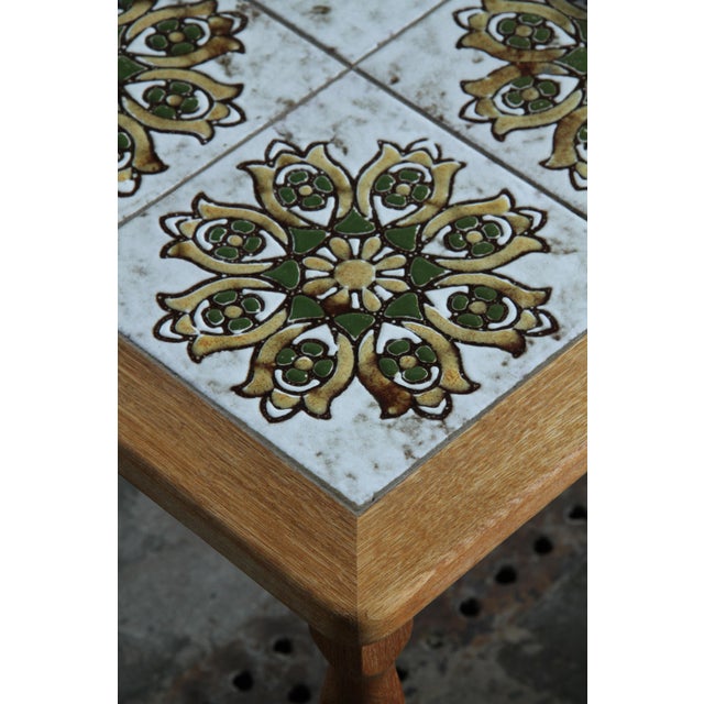 Mid-Century Modern Vintage Brutalist Danish Oak Nightstands with Ceramic Tile Tops, 1970s, Set of 2 For Sale - Image 3 of 13