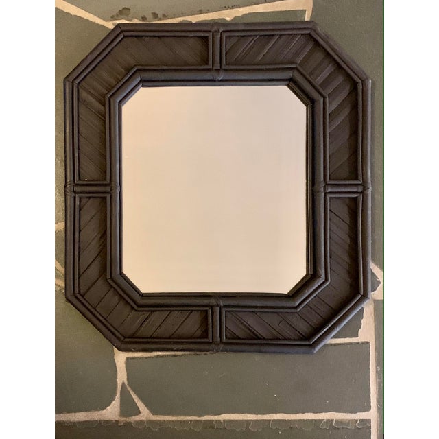 Vintage Matte Black Rattan Wall Mirror Chairish