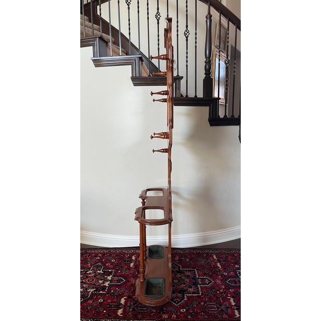 Victorian Antique Early 1900s Victorian Style Hall Tree With Mirror For Sale - Image 3 of 12