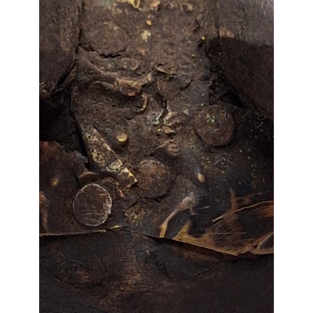 Authentic Marka African Mask Mali - Hammered Brass & Copper Over Wood Tribal Art For Sale - Image 15 of 18