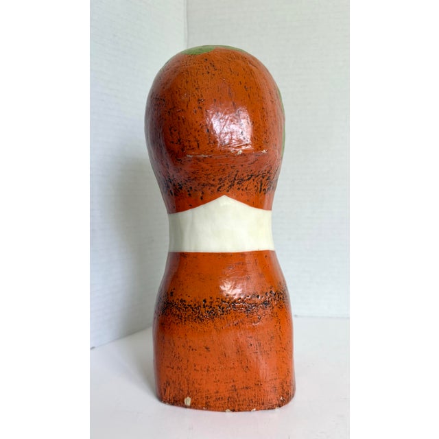 Orange Vintage Gemma Taccogna Mexican Papier-Mâché Folk Art Female Bust Sculpture For Sale - Image 8 of 12