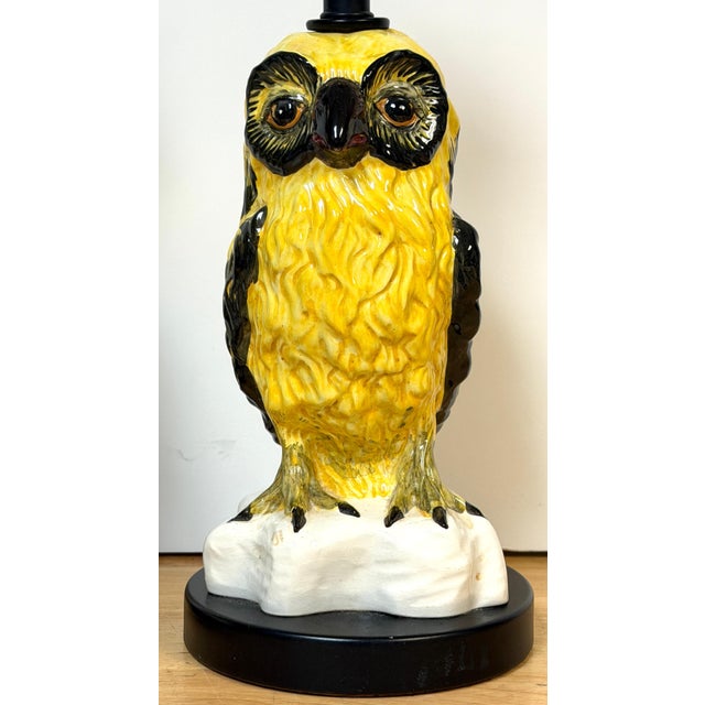 Pair of Mid-Century Italian Spectacled Owl Pottery Lamps, 1960s For Sale - Image 12 of 18