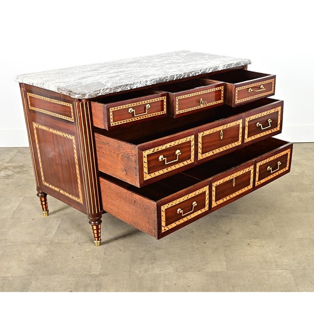 French 18th Century Louis XVI Style Inlay Mahogany Commode For Sale - Image 15 of 15