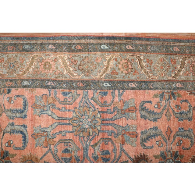 Salmon Antique Zabihi Collection Persian Bibikabad Rug - 4'2" x 6'9" For Sale - Image 8 of 11