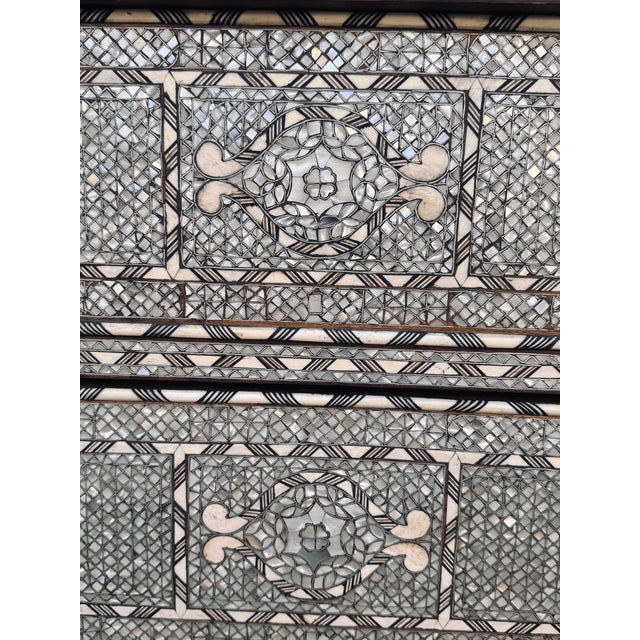 Pair of Antique Syrian Mother-of-Pearl Inlay Nightstands With Marble Tops, Late 19th Century For Sale In Los Angeles - Image 6 of 8