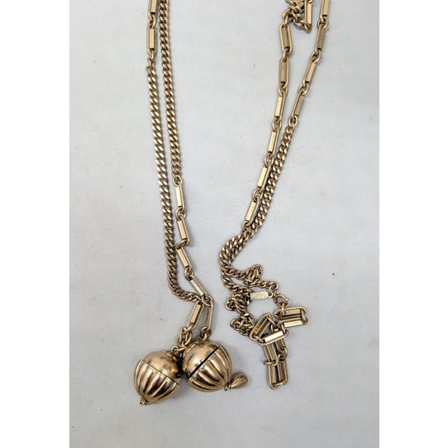 Vintage 1949 Signed Monet Goldtone Perfume Charms Sautoir Necklace For Sale - Image 13 of 14