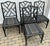Great set of 1970s vintage Chinese Chippendale style faux-bamboo upholstered dining side chairs.