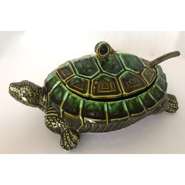 Vintage Large Majolica Turtle Soup Tureen With Ladle, 20th. C Chairish
