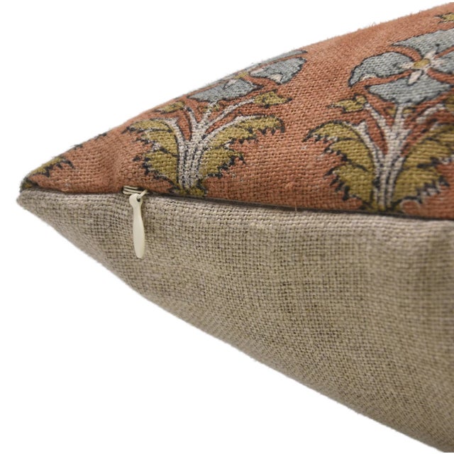 Not Yet Made - Made To Order Block Print Thick Linen Throw Pillow Cover 18x18 Inch - Mor Mukut For Sale - Image 5 of 6
