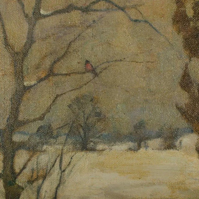 1930s "Snowy Creek" Winter Landscape Oil Painting by Richard Albitz For Sale - Image 11 of 12