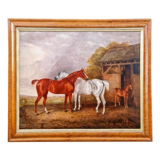 R.W. Folkard, Horses and Foal, 1834, Oil Painting on Canvas For Sale