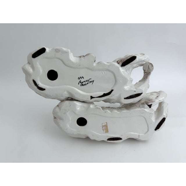 Mid-Century Italian Ronzan Ceramic Double Mountain Goat Sculpture For Sale - Image 9 of 9
