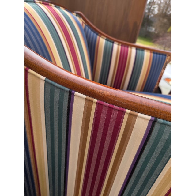 1980s Southwood Sheraton Federal Style Upholstered Inlaid Club Chair Armchair For Sale - Image 14 of 14