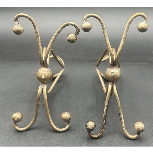Antique Victorian Glass Epergne Trumpet Horn Vase Green Opaline Metal Base Pair For Sale - Image 15 of 17