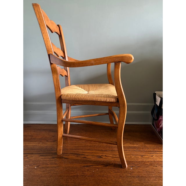 1990s 1990s Pair of Ladder Back Straw Seat Chairs For Sale - Image 5 of 11