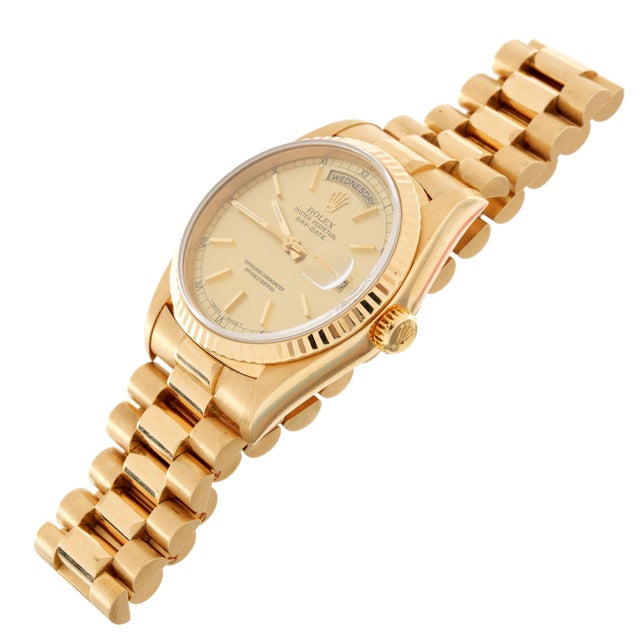 Rolex Vintage Rolex Day-Date 18k Gold Watch, Champagne Dial, Circa 1979 For Sale - Image 4 of 14
