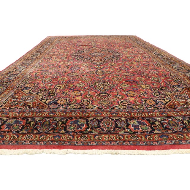 Jacobean Large Vintage Persian Mashhad Rug, 09'06 X 16'00 For Sale - Image 3 of 9