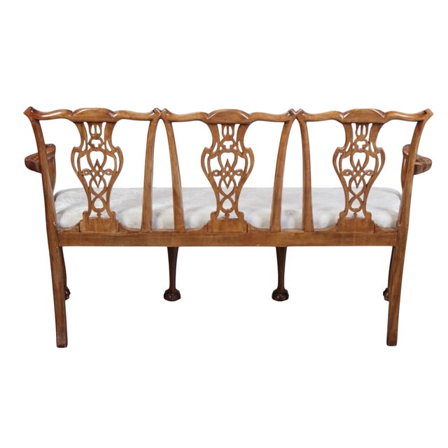 Chippendale Antique George III Mahogany Triple Chair Back Sofa Settee For Sale - Image 3 of 6