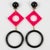 Black and Pink Bakelite Extra-Long Dangle Clip Earrings For Sale - Image 4 of 7
