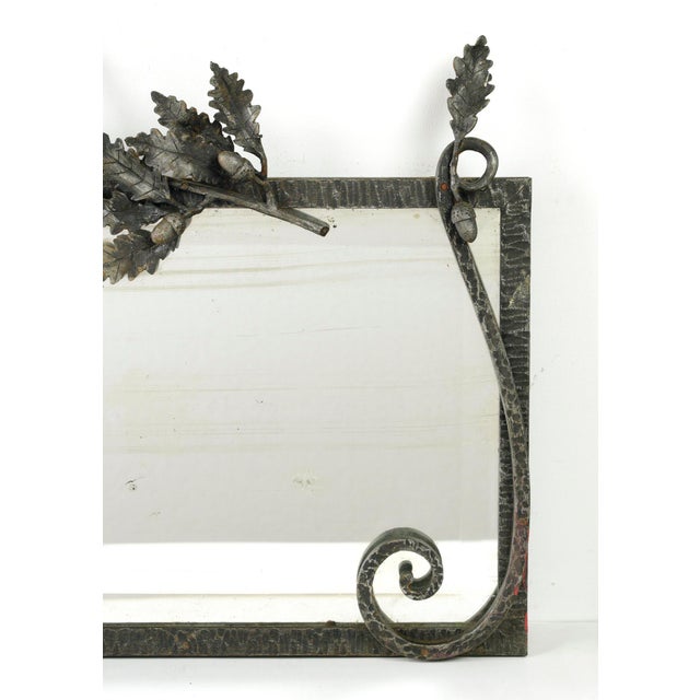 Metal Vintage European French Art Deco Wrought Iron Wall Mirror For Sale - Image 7 of 12