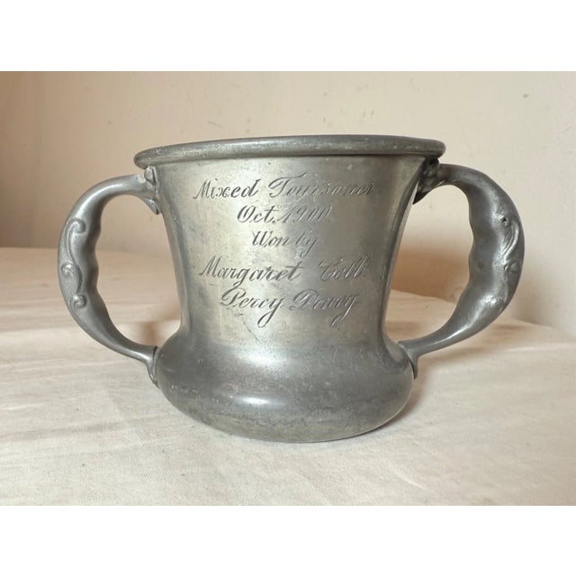 Antique 1896 Hand Engraved Bronze Pewter Golf Country Club Newton Trophy Cup Mug For Sale In New York - Image 6 of 12